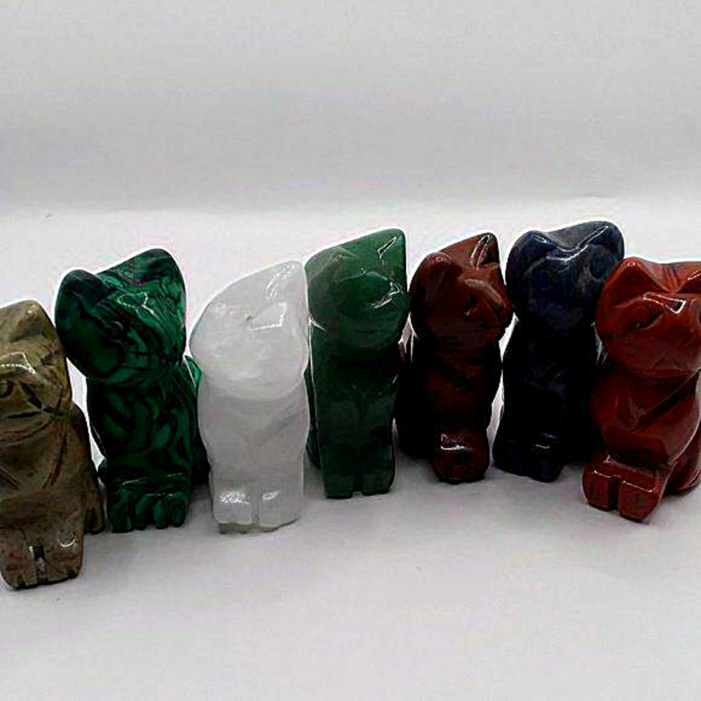 Carved Gemstone Cat Figurine‎
